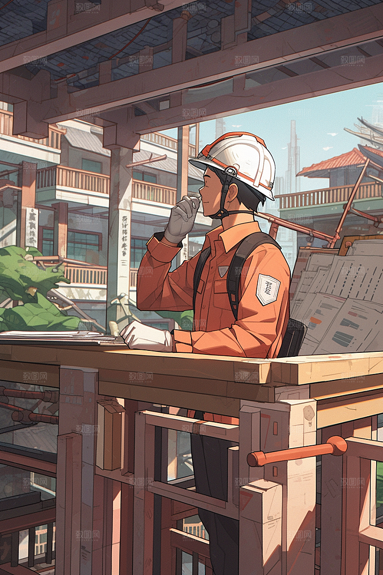 建筑工人艺术建设插画