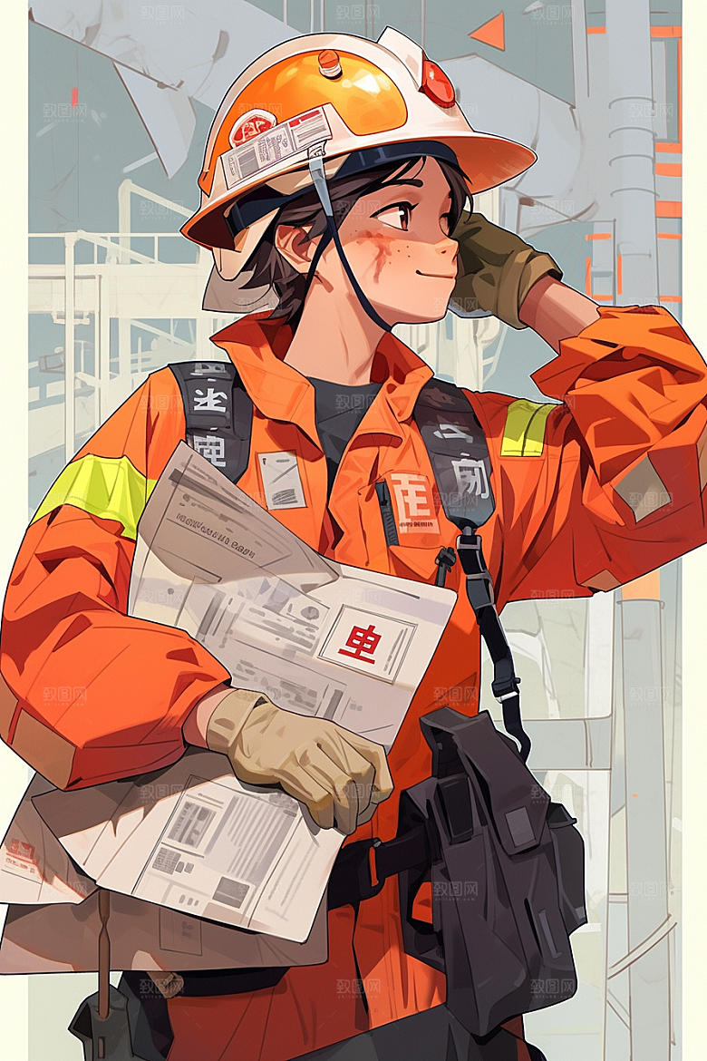 建筑工人建设艺术插画