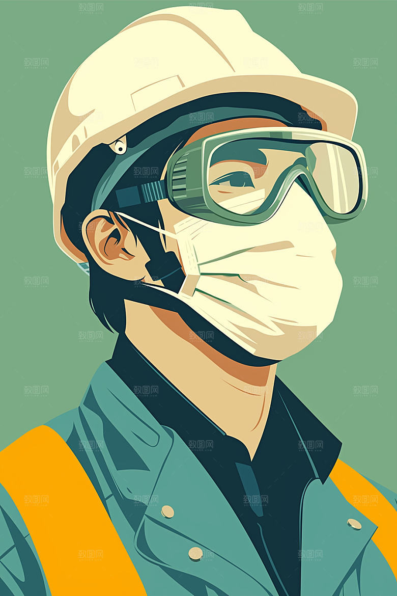 建筑工人职业形象致敬劳动者插画