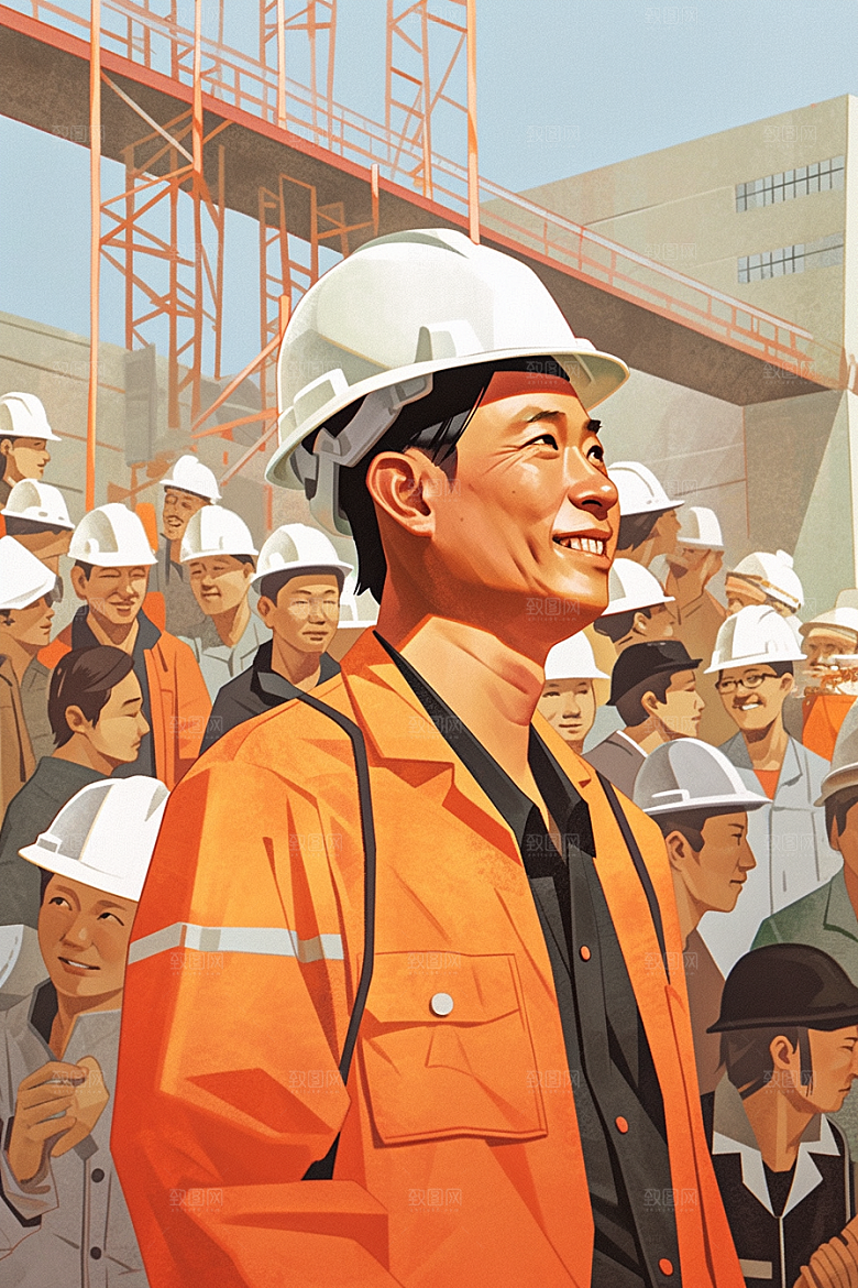 建筑工人职业形象高清插画