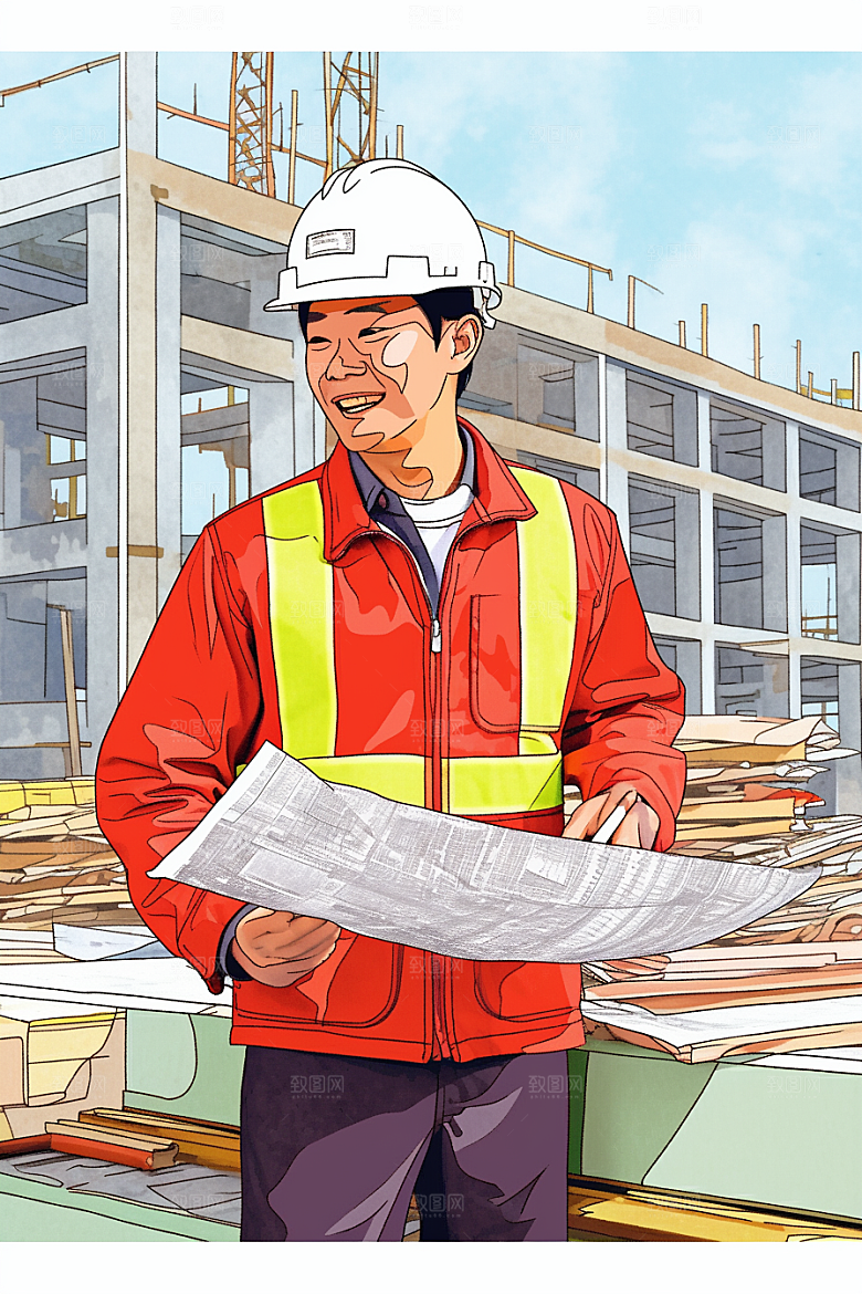 建筑工人高清职业形象插画
