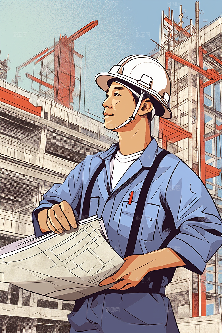 建筑工人五一劳动节致敬劳动者插画