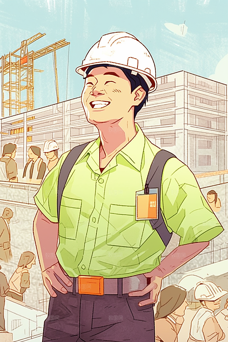 建筑工人职业形象建设插画