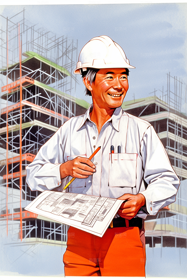 建筑工人施工致敬劳动者插画