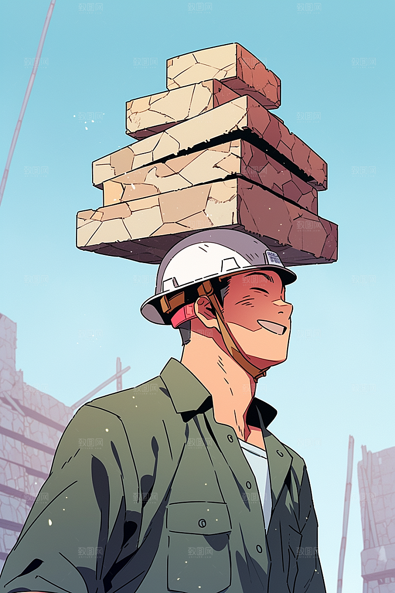 建筑工人职业形象工地插画
