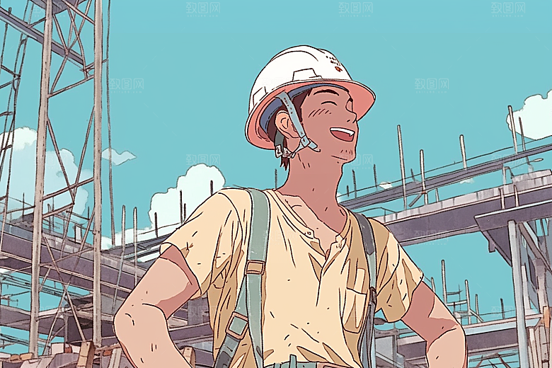 建筑工人高清职业形象插画