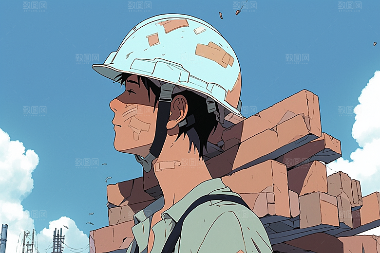 建筑工人艺术致敬劳动者插画