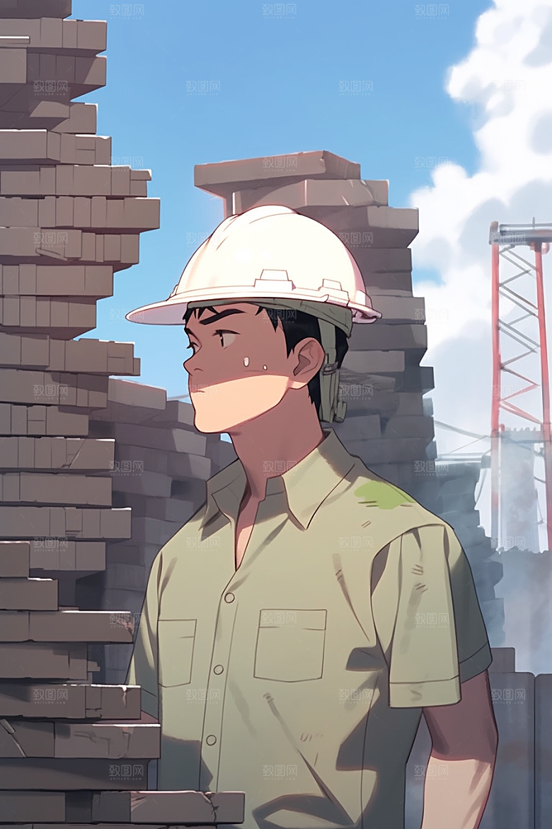 建筑工人建设致敬劳动者插画