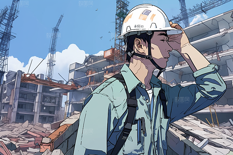 建筑工人施工职业形象插画