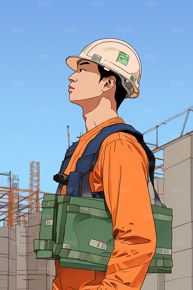 建筑工人建设职业形象插画
