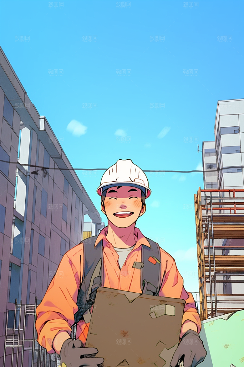 建筑工人艺术致敬劳动者插画