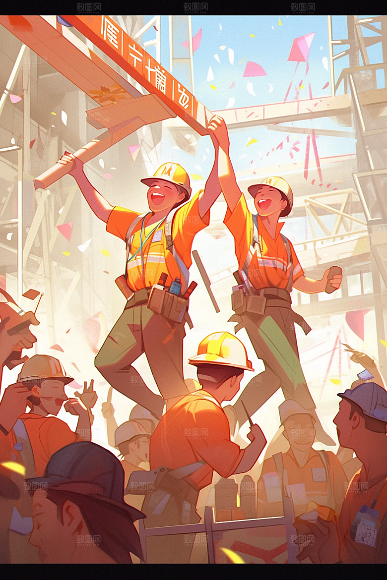 建筑工人职业形象建设插画