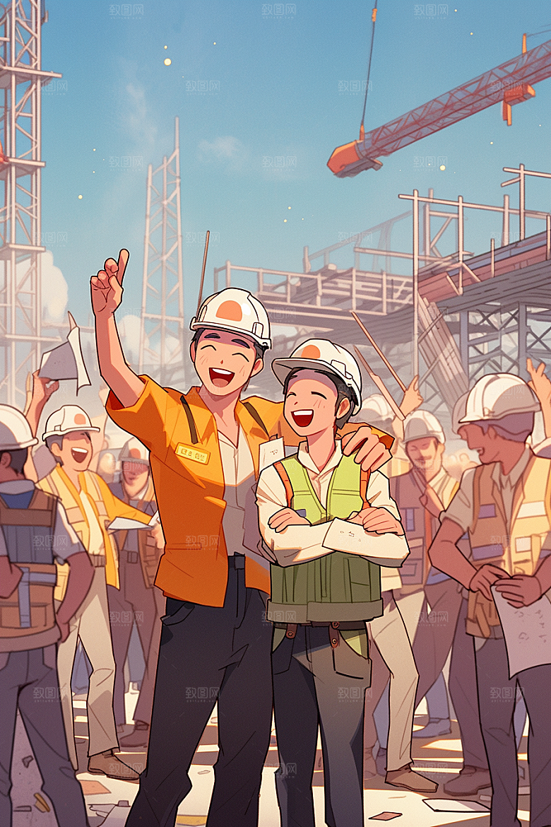 建筑工人高清致敬劳动者插画