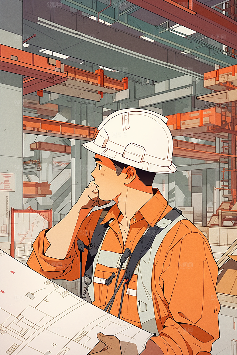 建筑工人艺术高清插画