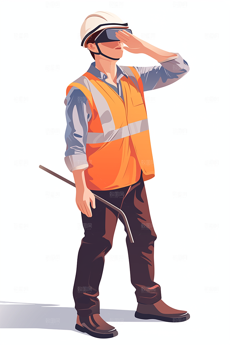 建筑工人职业形象五一劳动节插画