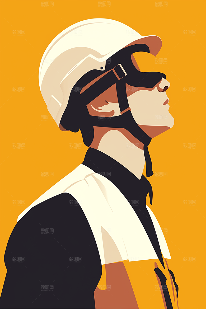 建筑工人致敬劳动者手绘插画