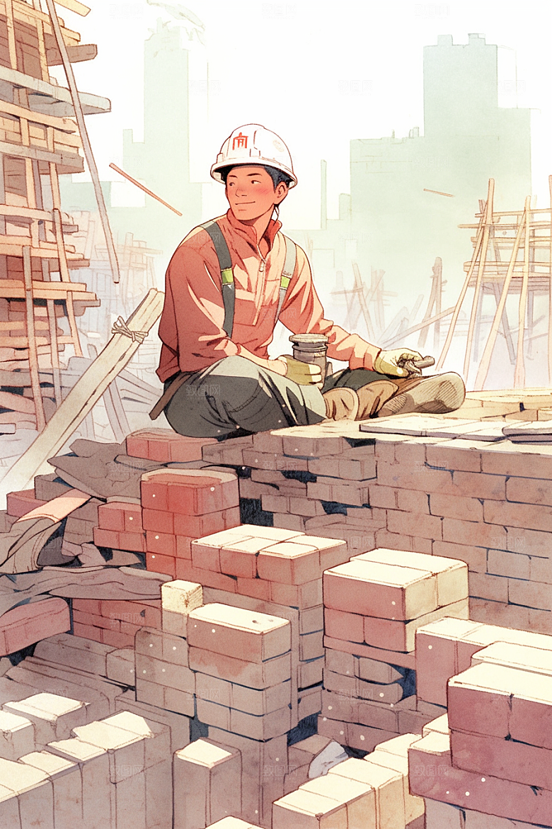 建筑工人职业形象高清插画