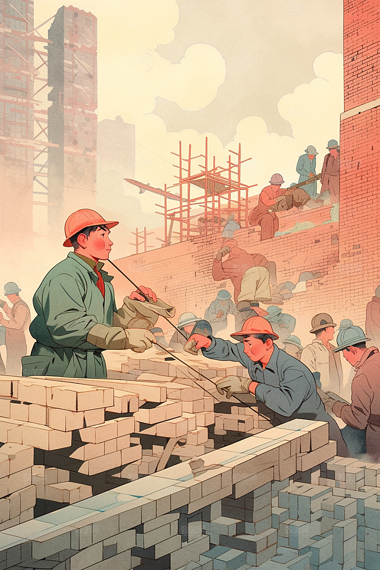 建筑工人艺术建设插画