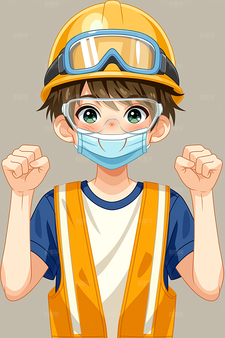 建筑工人职业形象工地插画