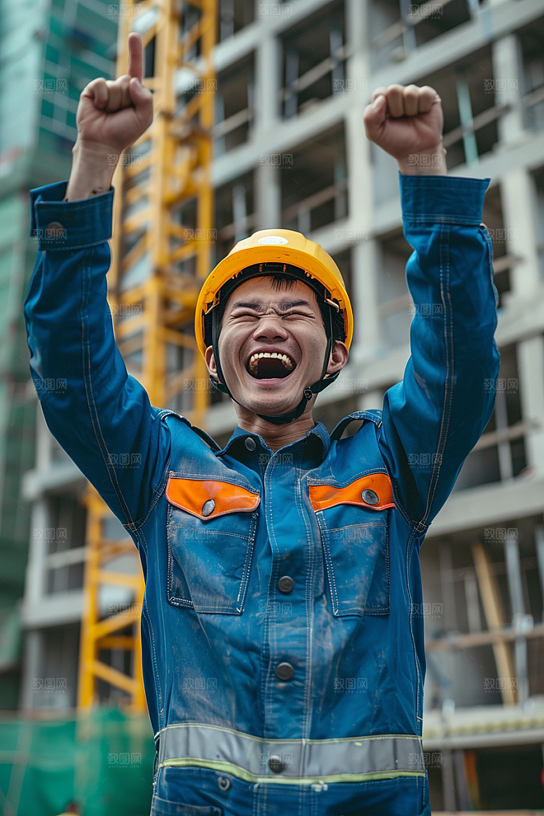 建筑工人五一劳动节工作摄影图