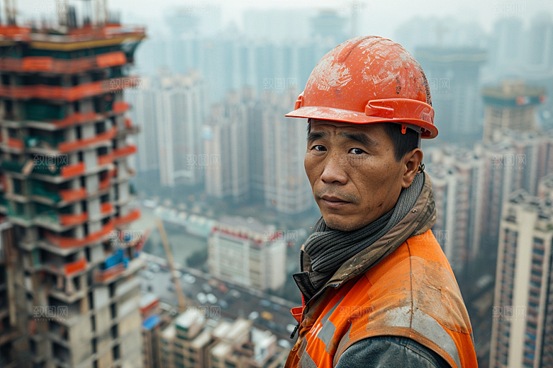 建筑工人岗位致敬劳动者摄影图