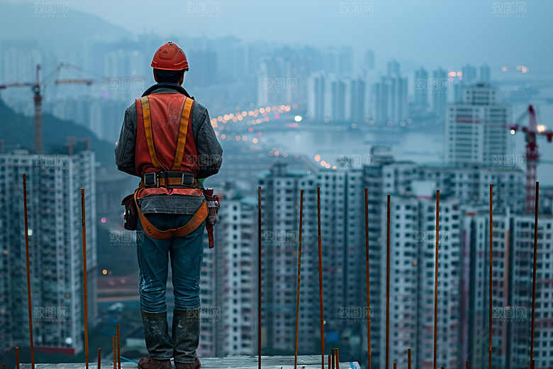 建筑工人五一劳动节职业摄影图