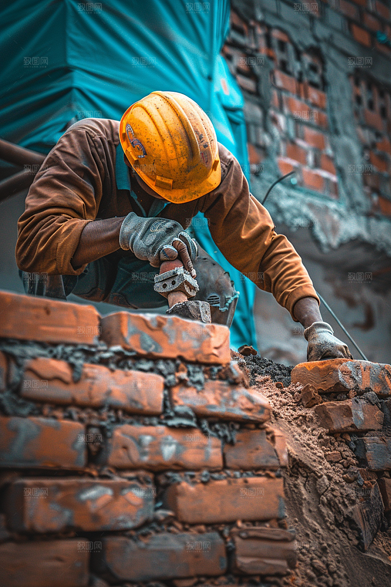 建筑工人建设工作摄影图