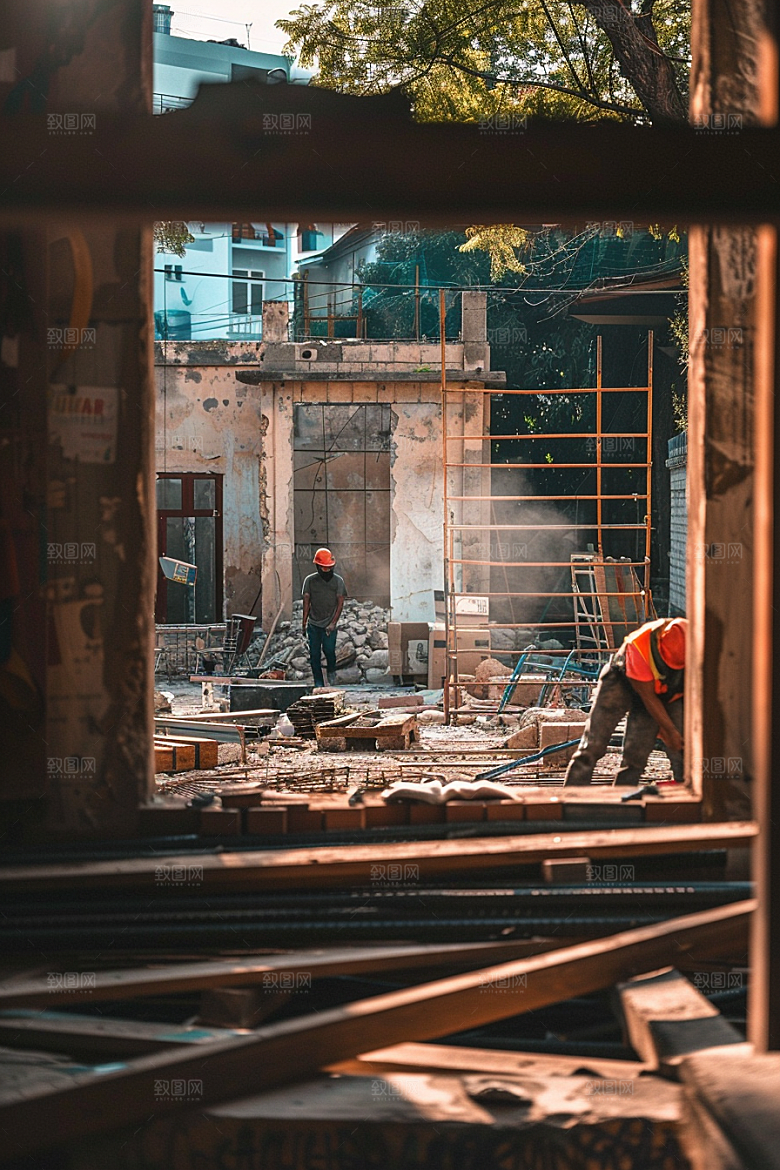 建筑工人人物五一劳动节摄影图