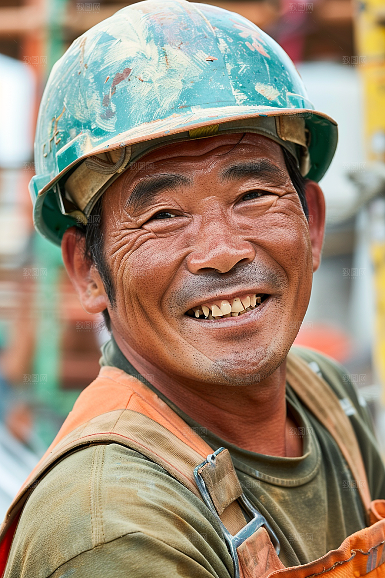 建筑工人肖像致敬劳动者摄影图