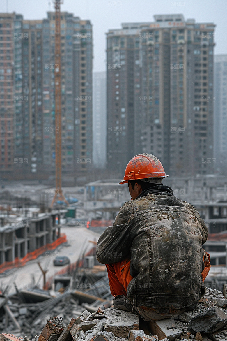 建筑工人岗位肖像摄影图