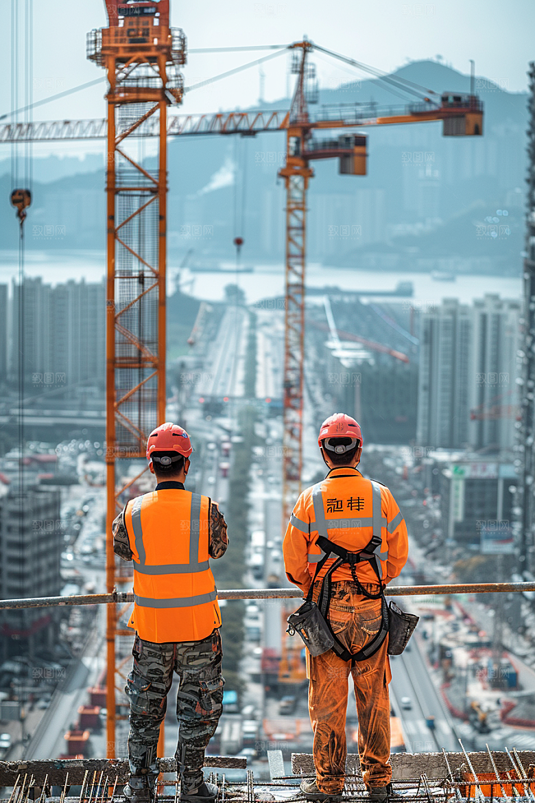建筑工人建设致敬劳动者摄影图