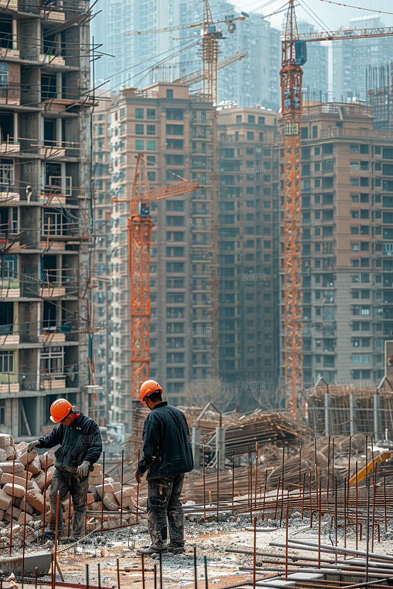 建筑工人五一劳动节工作摄影图