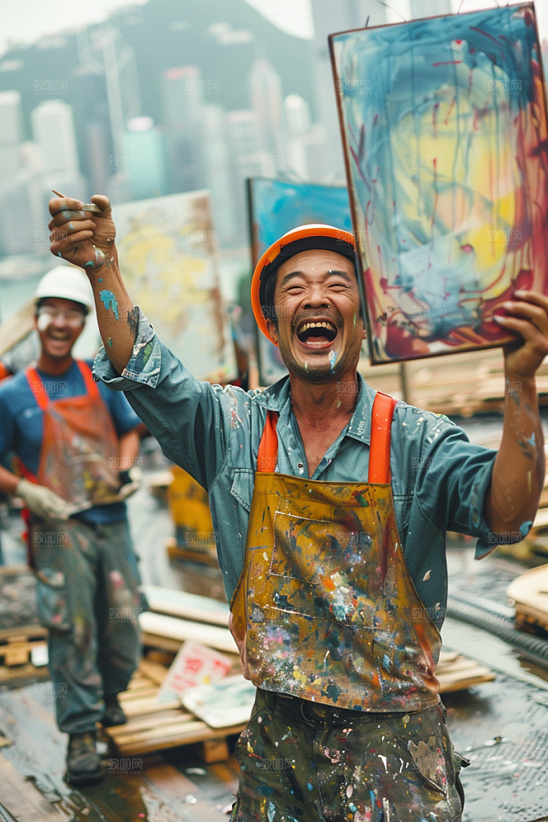 建筑工人肖像五一劳动节摄影图