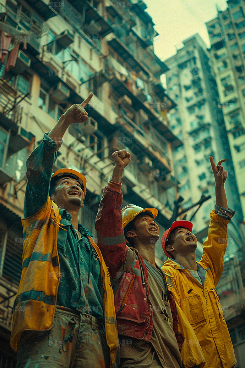 建筑工人肖像五一劳动节摄影图