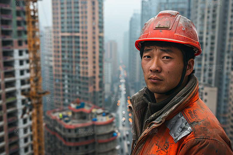 建筑工人人物肖像摄影图