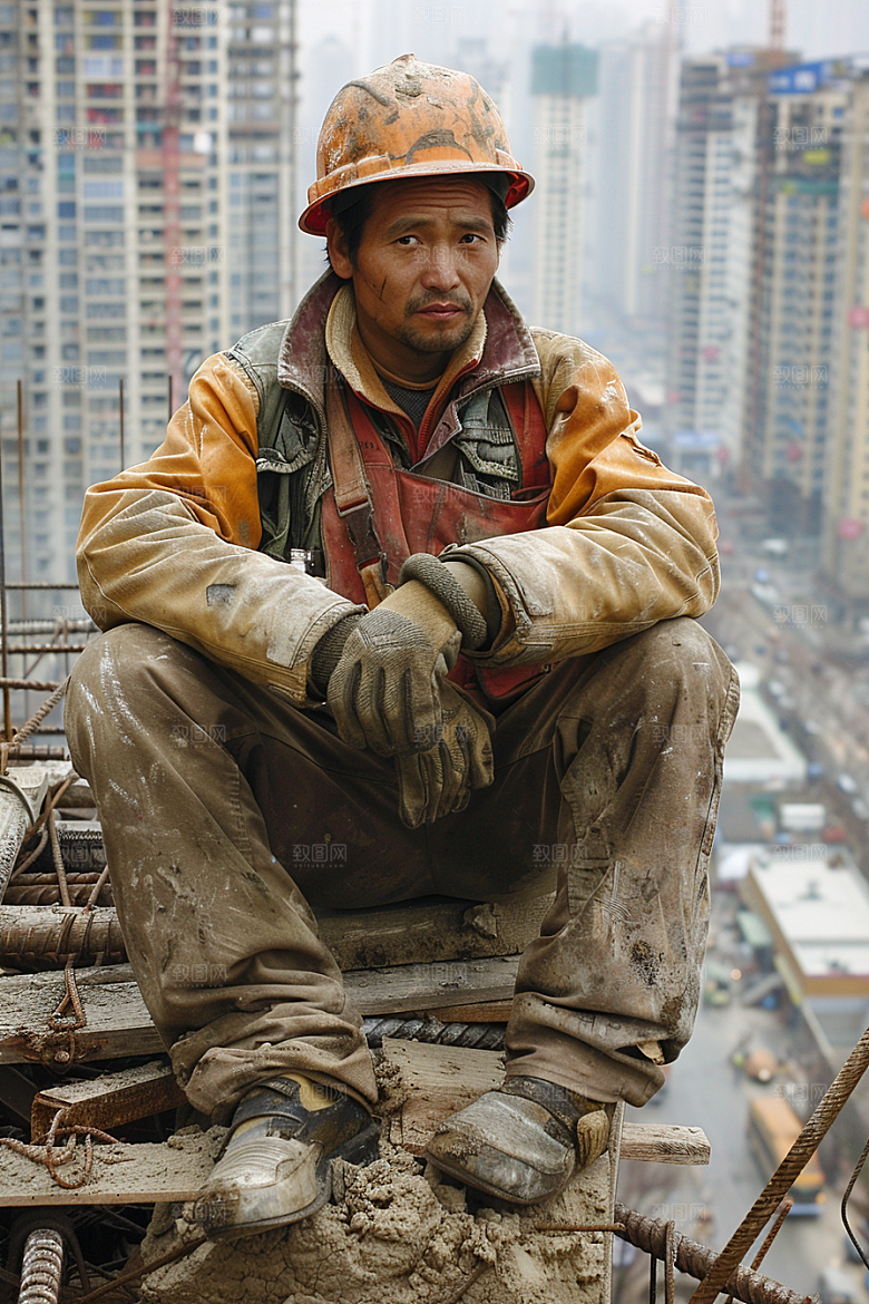 建筑工人工作肖像摄影图