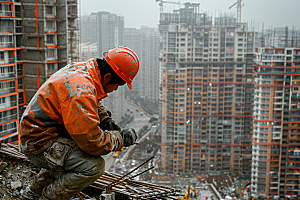 建筑工人致敬劳动者建设摄影图