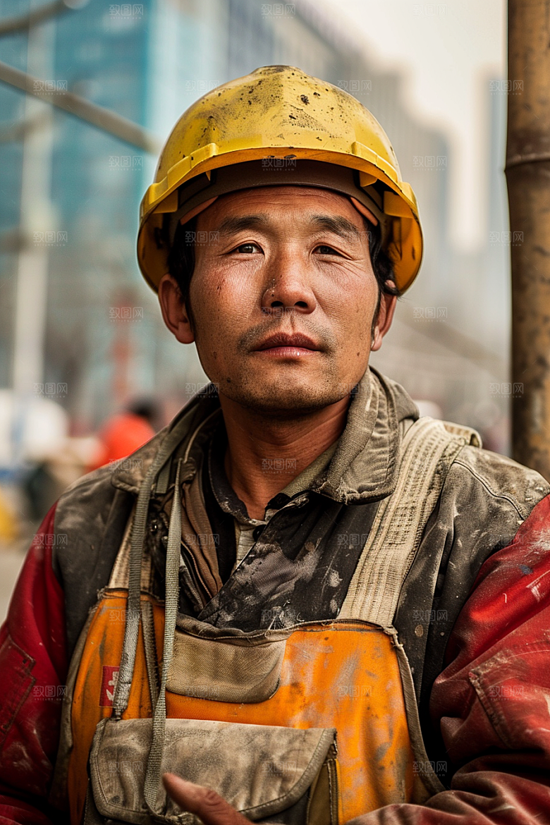 建筑工人五一劳动节岗位摄影图