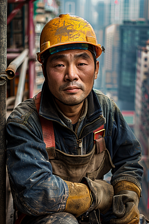 建筑工人致敬劳动者职业摄影图