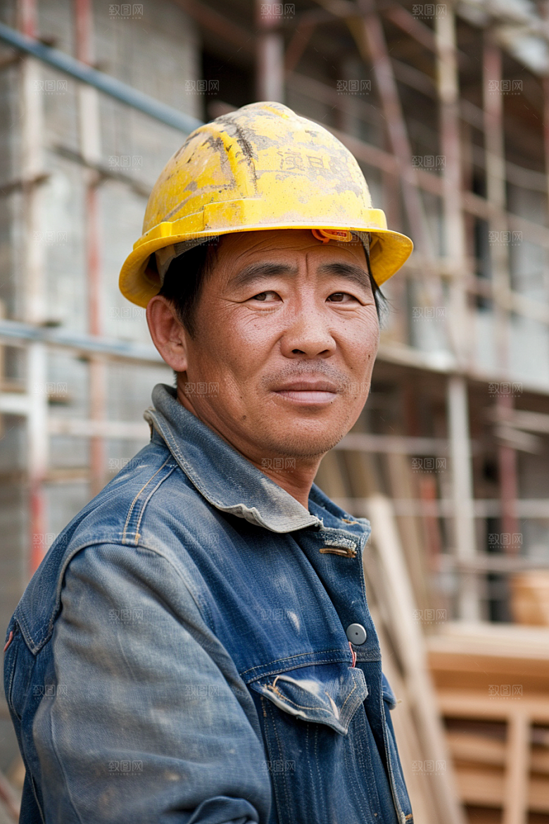 建筑工人肖像人物摄影图