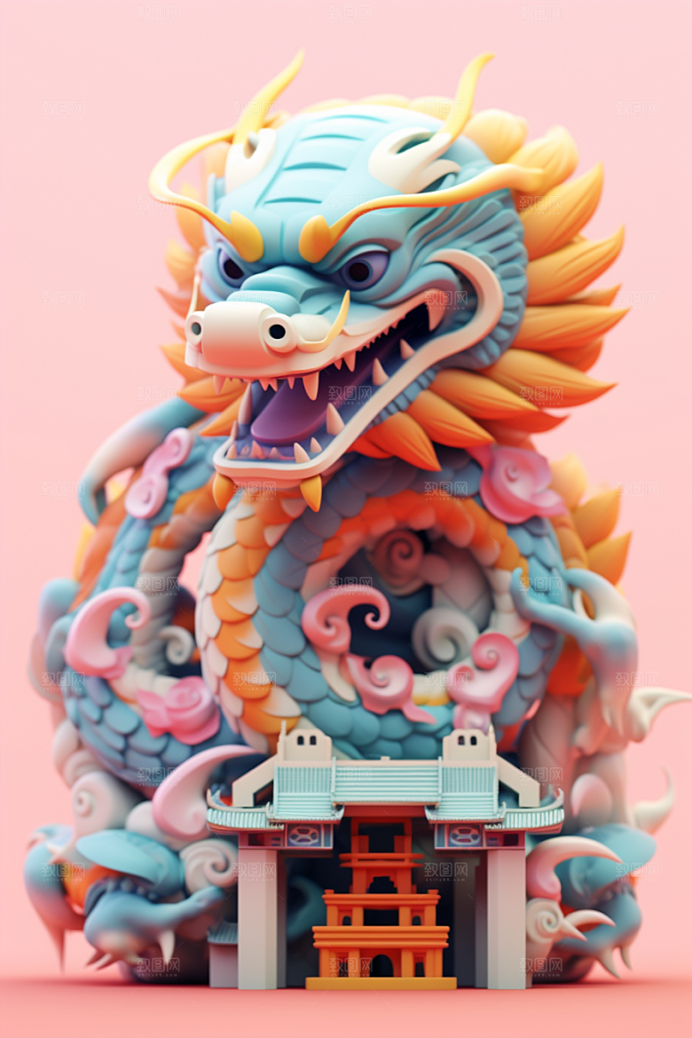 蟠龙建筑中国风3D模型