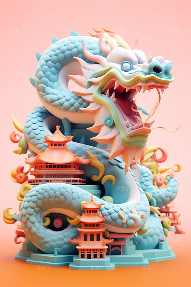 蟠龙建筑3D中国风模型