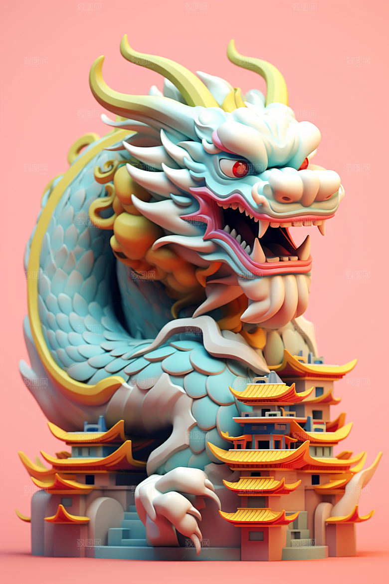 蟠龙建筑3D盘龙模型