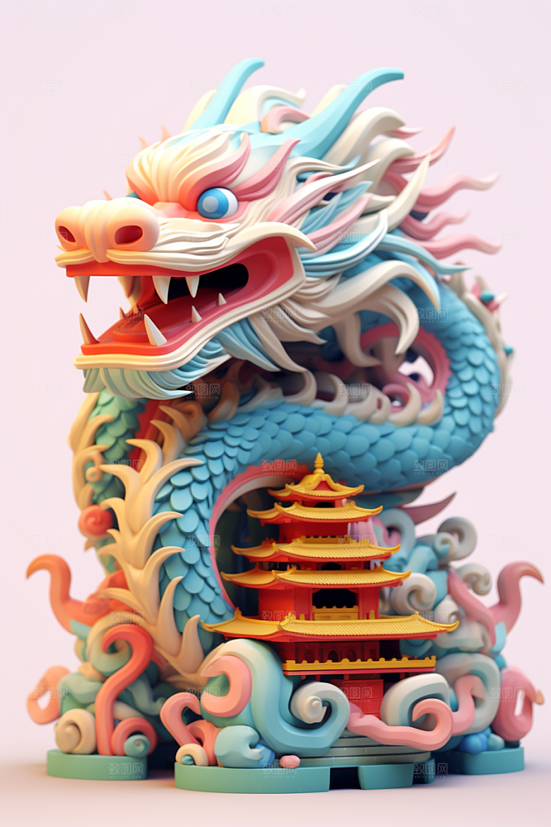 蟠龙建筑中国风3D模型