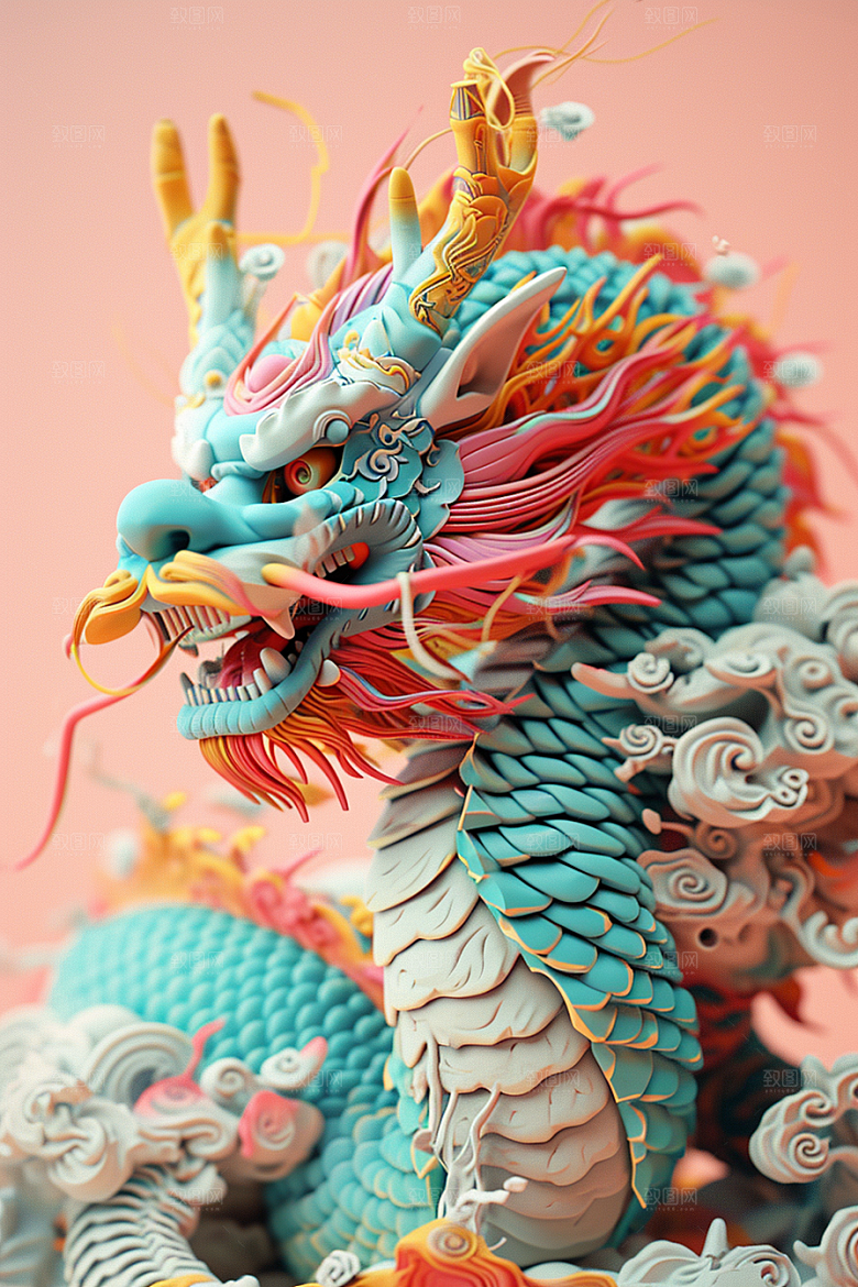 蟠龙建筑C4D立体模型