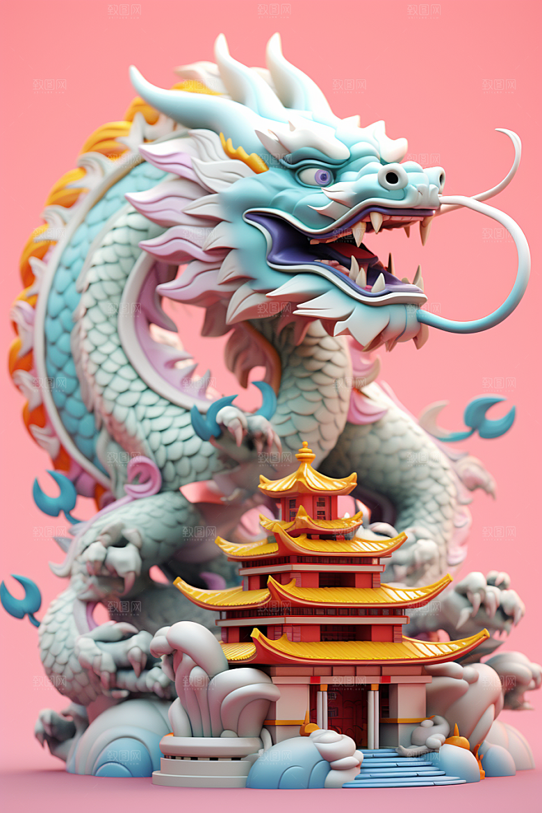 蟠龙建筑中国风3D模型