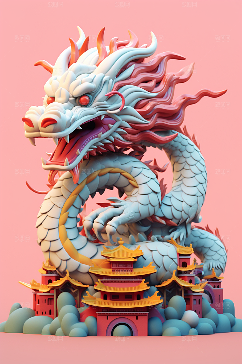 蟠龙建筑中国传统3D模型