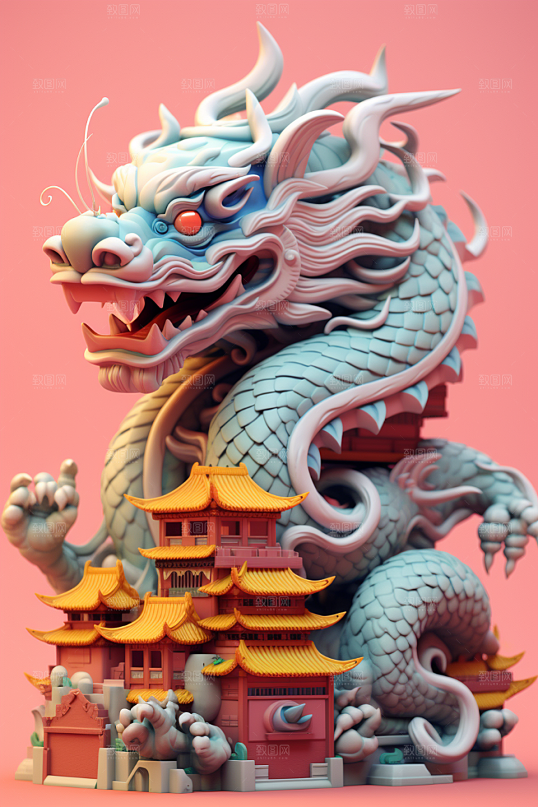 蟠龙建筑中国传统3D模型