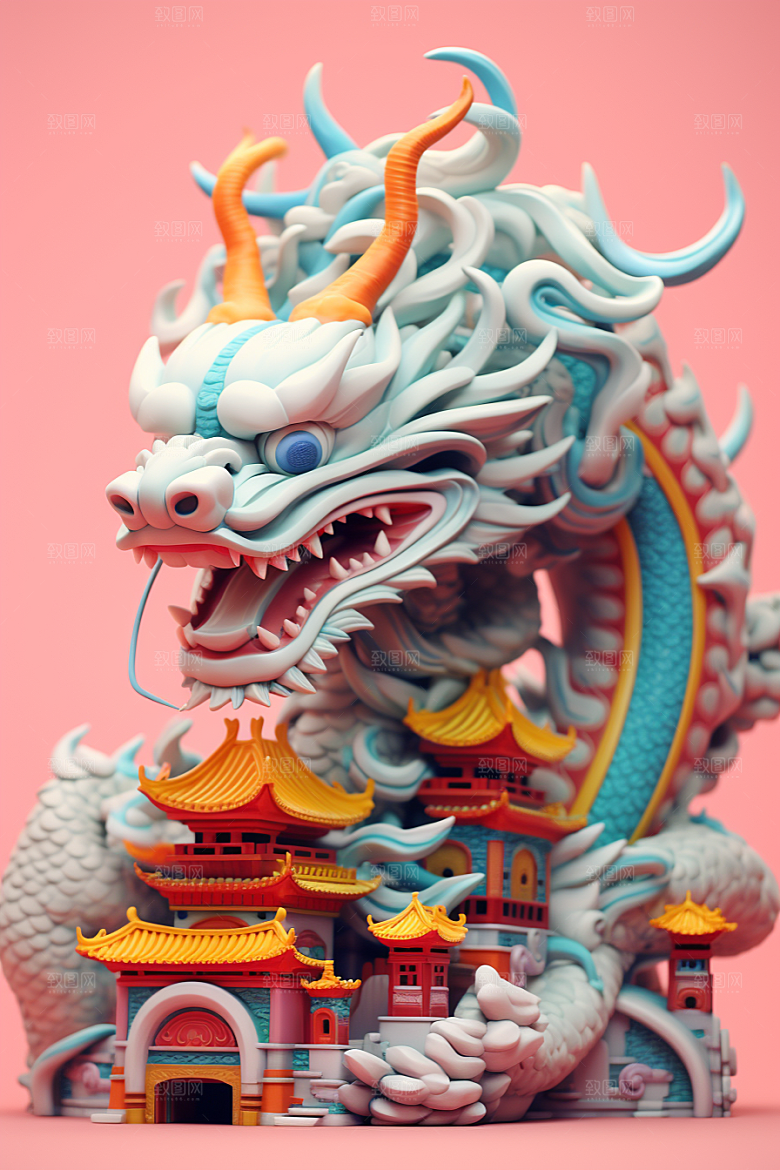 蟠龙建筑3D中国传统模型