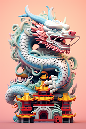 蟠龙建筑中国传统3D模型